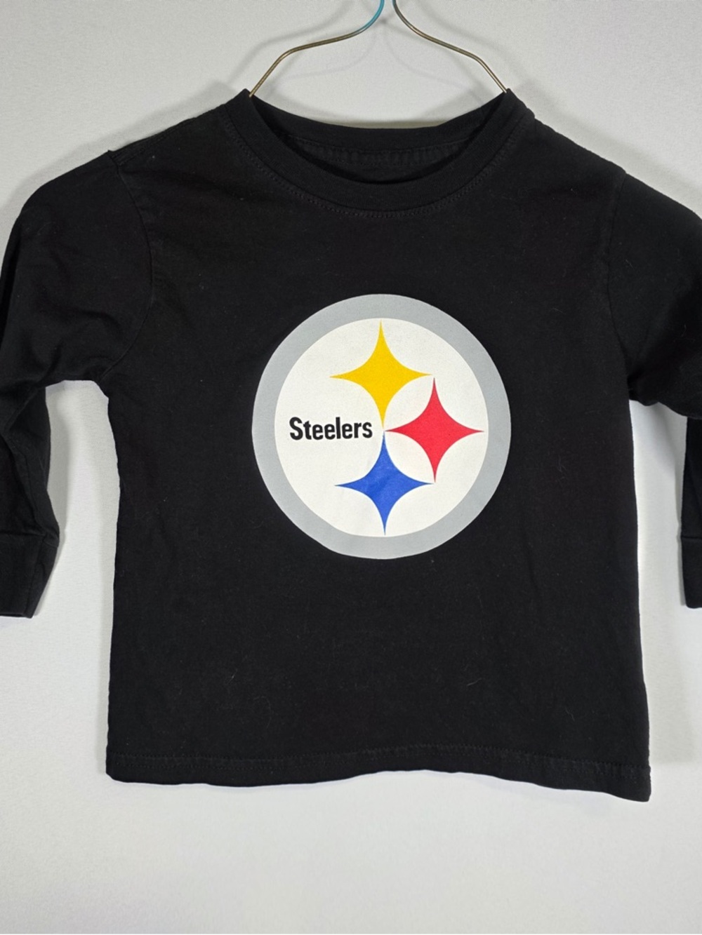 NFL Steelers Black Long Sleeve Kids Tee with Steelers Emblem Size 3T